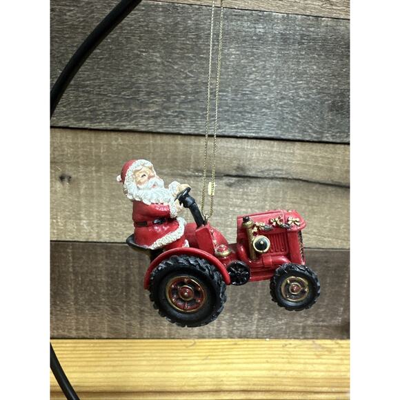 Santa Driving Tractor Christmas Ornament Farm - Picture 1 of 3